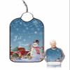 Adult Bibs for Elderly Women - Blue Snowman Christmas Waterproof Dining Clothing Protectors with Crumb Catcher for Eating/Feeding, Xmas Tree Truck Winter Snowflake Terry Cloth Bib Machine Washable view 1