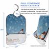 Adult Bibs for Elderly Women - Blue Snowman Christmas Waterproof Dining Clothing Protectors with Crumb Catcher for Eating/Feeding, Xmas Tree Truck Winter Snowflake Terry Cloth Bib Machine Washable view 2