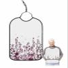 Adult Bibs for Elderly Women - Purpel Floral Waterproof Dining Clothing Protectors with Crumb Catcher for Eating/Feeding, Pastoral Spring Botanical Dragonfly Summer Flower Terry Cloth Bib Washable view 1