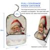 Adult Bibs for Elderly Women - Christmas Waterproof Dining Clothing Protectors with Crumb Catcher for Eating/Feeding, Xmas Santa Berry Botanical Winter Snowflake Terry Cloth Bib Machine Washable view 2