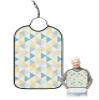 Adult Bibs for Elderly Women - Teal Yellow Geometric Waterproof Dining Clothing Protectors with Crumb Catcher for Eating/Feeding, Modern Triangle Abstract Art Terry Cloth Bib Machine Washable view 1