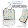 Adult Bibs for Elderly Women - Teal Yellow Geometric Waterproof Dining Clothing Protectors with Crumb Catcher for Eating/Feeding, Modern Triangle Abstract Art Terry Cloth Bib Machine Washable view 2