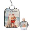 Adult Bibs for Elderly Women - Surfboard Santa Christmas Waterproof Dining Clothing Protectors with Crumb Catcher for Eating/Feeding, Coastal Nautical Beach Shell Terry Cloth Bib Machine Washable view 1