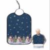 Adult Bibs for Elderly Women - Navy Blue Snowman Christmas Waterproof Dining Clothing Protectors with Crumb Catcher for Eating/Feeding, Winter Xmas Tree Snowflake Terry Cloth Bib Machine Washable view 1