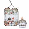 Adult Bibs for Elderly Women - Christmas Snowman Waterproof Dining Clothing Protectors with Crumb Catcher for Eating/Feeding, Red Xmas Balls Botanical Snowflake Terry Cloth Bib Machine Washable view 1