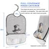 Adult Bibs for Elderly Women - Grey Snowman Christmas Waterproof Dining Clothing Protectors with Crumb Catcher for Eating/Feeding, Xmas Berry Winter Snowflake Terry Cloth Bib Machine Washable view 2