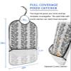 Adult Bibs for Elderly Women - Black Grey Botanical Waterproof Dining Clothing Protectors with Crumb Catcher for Eating/Feeding, Pastoral Spring Summer Leaf Aesthetics Terry Cloth Bib Machine Washable view 2