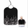 Adult Bibs for Elderly Women - Pink Floral Waterproof Dining Clothing Protectors with Crumb Catcher for Eating/Feeding, Pastoral Spring Botanical Flower Dragonfly Black Terry Cloth Bib Washable view 1