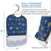 Adult Bibs for Elderly Women - Navy Blue Christmas Snowflake Waterproof Dining Clothing Protectors with Crumb Catcher for Eating/Feeding, Yellow White Xmas Winter Snowflake Terry Cloth Bib Washable view 2