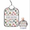Adult Bibs for Elderly Women - Christmas Tree Waterproof Dining Clothing Protectors with Crumb Catcher for Eating/Feeding, Watercolor Xmas Tree Merry Christmas Terry Cloth Bib Machine Washable view 1