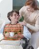 Adult Bibs for Elderly Women - Merry Christmas Waterproof Dining Clothing Protectors with Crumb Catcher for Eating/Feeding, Xmas Elk Winter Snowflake Red Striped Farmhouse Terry Cloth Bib Washable view 3