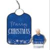 Adult Bibs for Elderly Women - Blue Merry Christmas Waterproof Dining Clothing Protectors with Crumb Catcher for Eating/Feeding, Xmas Winter Snowflake Blue White Terry Cloth Bib Machine Washable view 1