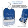 Adult Bibs for Elderly Women - Blue Merry Christmas Waterproof Dining Clothing Protectors with Crumb Catcher for Eating/Feeding, Xmas Winter Snowflake Blue White Terry Cloth Bib Machine Washable view 2