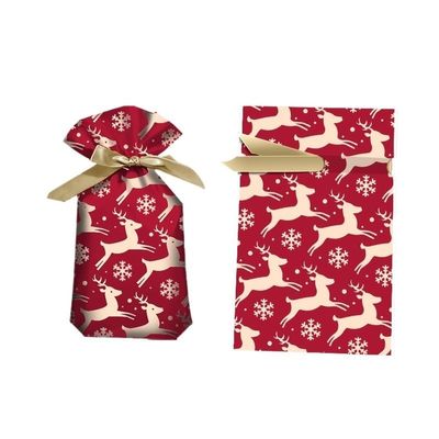 ruehalf 50pcs Santa Gift Bag Candy Bag Snowflake Crisp Bag Drawstring Bag Merry Christmas Decorations for Home New Year 2024 Presents (Color : E, Size : 15x23cm)