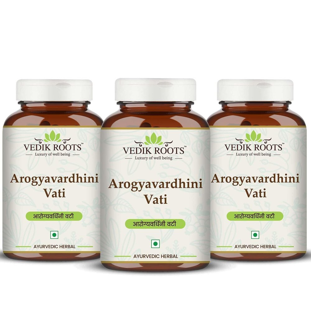 VEDIKROOTS Arogyavardhini Vati Tablets 120 Tablets - Pack of 3 Daily Use - Ayurvedic Herbal Supplement Adults Traditional Wellness Formula with Kutki Shilajit Guggulu GMP Certified