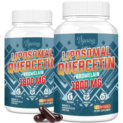 Vigorizar Liposomal Quercetin Phytosome, Quercetin with Bromelain, Zinc & Vitamin C, Bioactive Phytosome Complex, 20X Higher Absorption - 120 Softgels