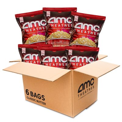 AMC Theatres Ready to Eat Popcorn, Classic Butter, 4.2 oz, 6 Count