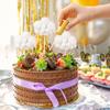 5Pcs Cloud Cake Toppers Plush Cloud Cupcake Yarn Ball Cupcake Party Props for Birthday Party Decorations (Pink) view 4