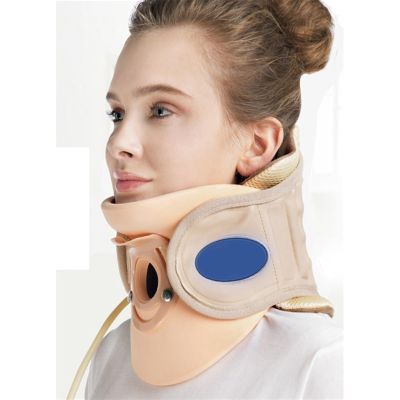 ALKANI Cervical Neck Traction Device Adjustable Inflatable Neck Stretcher Collar Traction Spine Alignment Plus Improves Spine Alignment and Posture for Comfort (Color : Beige)