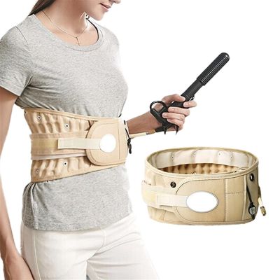 ALKANI Decompression Back Pain Lower Lumbar Support for with Cushion Pad Back Belt Adjustable Spinal Waist Back Air Massage Belt for Lower Back Pain Relief Back Support Massage Belt