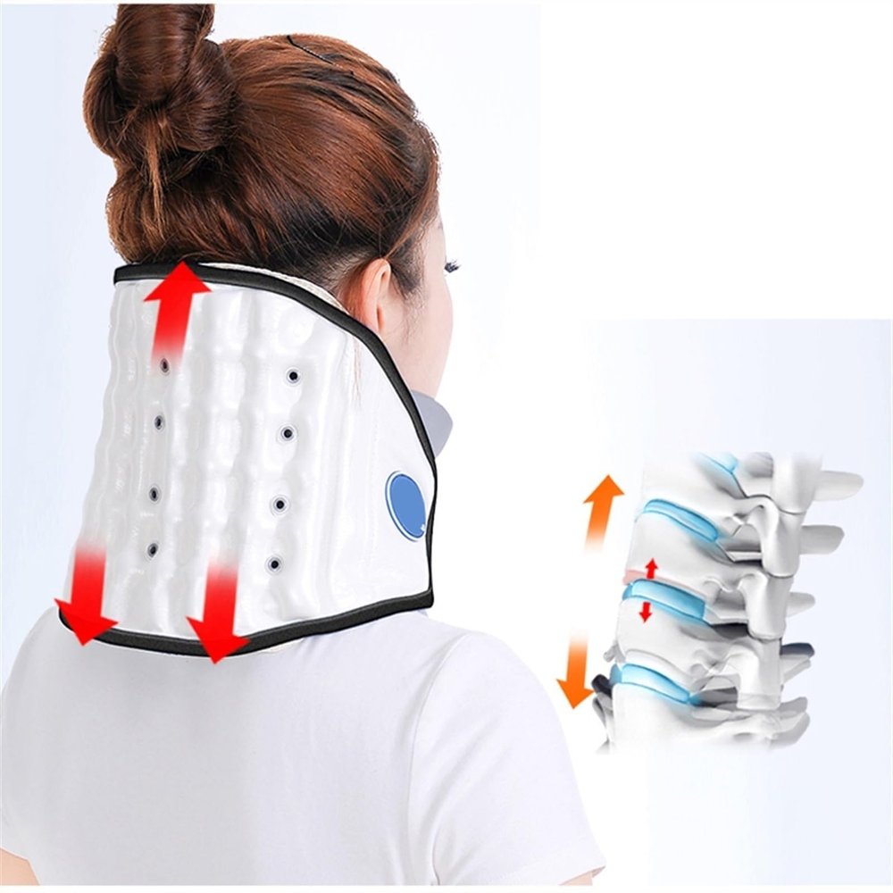 ALKANI Pneumatic Neck Stretcher Relief Pinched Nerves Herniated Discs Degenerative Discs Sciatica Whiplash Stenosis Stiff Neck Pain Relief Neck Devices for Patient Comfort (Color : White)