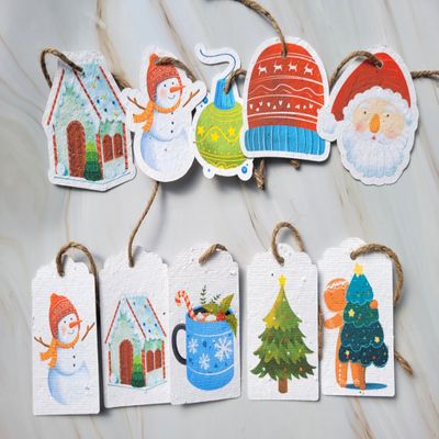 Unique Seed Paper Christmas Gift Tags - Wine Gift Tags, Holiday Party Favor Tags, Stocking Tag, Christmas Tags, Gift Favor Tags