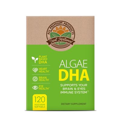 Algae DHA 120 Softgels x 1 Box - Vegan Omega-3 Supplement, Pure Plant-Based Carrageenan, DHA and Algae Oil (120 Count)