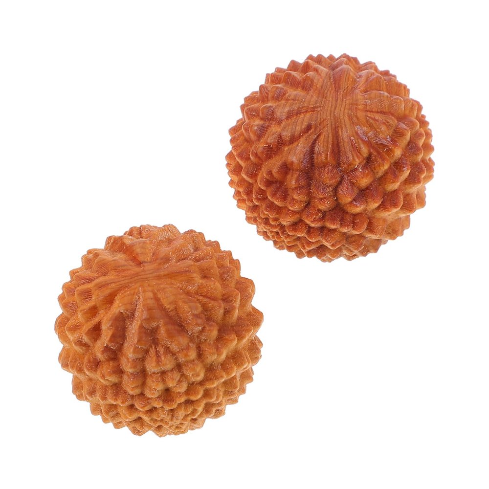 Anneome Durian-Shaped Wooden Hand Massage Balls Set of 2 Compact Fitness Hand Therapy Balls Rolling Massager for Muscle Relaxation Stress Relief and Home Decoration 1.57 Inch