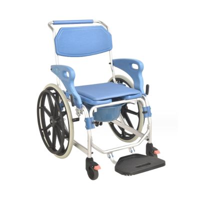3 in 1 Shower Wheelchair Bedside Commode w/Flip-Up Armrests & EVA Cushion Multifunctional Bath Transport Chair Toilet w/Wheels & Bedpan for Seniors,330lb