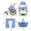 3 in 1 Shower Wheelchair Bedside Commode w/Flip-Up Armrests & EVA Cushion Multifunctional Bath Transport Chair Toilet w/Wheels & Bedpan for Seniors,330lb view 2