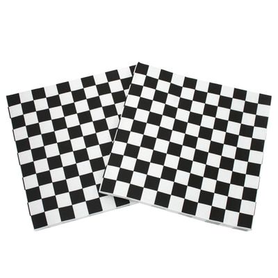 AYAROS 40 Pack Checkered Flag Napkins Race Car Birthday Party Supplies Disposable Racing Party Napkins Black and White Dessert 6.5x6.5 inch