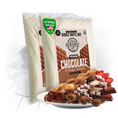 OldSoul Professional Bubble Waffle Mix | GLUTEN FREE | Crispy | 10 Lbs | Chocolate Flavor | Egg Waffle Mix | 56 Waffles (10 Lbs, Gluten Free)