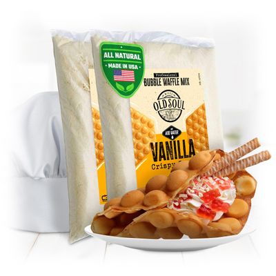 OldSoul Professional Bubble Waffle Mix | Crispy | Vanilla Flavor | Egg Waffle Mix | 56 Waffles (10 Lbs, Traditional)