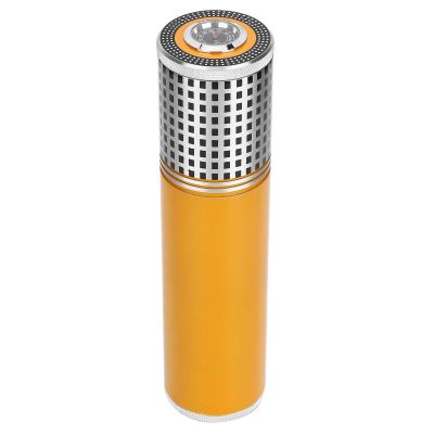 Cigar Storage Travel Tube, Portable Zinc Alloy Cigar Case Cigar Humidor Holder, Cigar Storage Box Cigar Accessories for 3 Cigars(7.9 in-Yellow)
