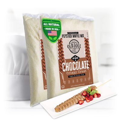OldSoul Professional Popstick Waffle Mix | GLUTEN FREE & VEGAN | Stick Waffles Dough Mix | Chocolate Flavor | 224 Waffles (10 Lbs, Gluten Free & Vegan)