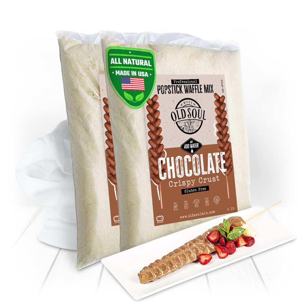 OldSoul Professional Popstick Waffle Mix | GLUTEN FREE | Stick Waffles Dough Mix | Chocolate Flavor | 224 Waffles (10 Lbs, Gluten Free)