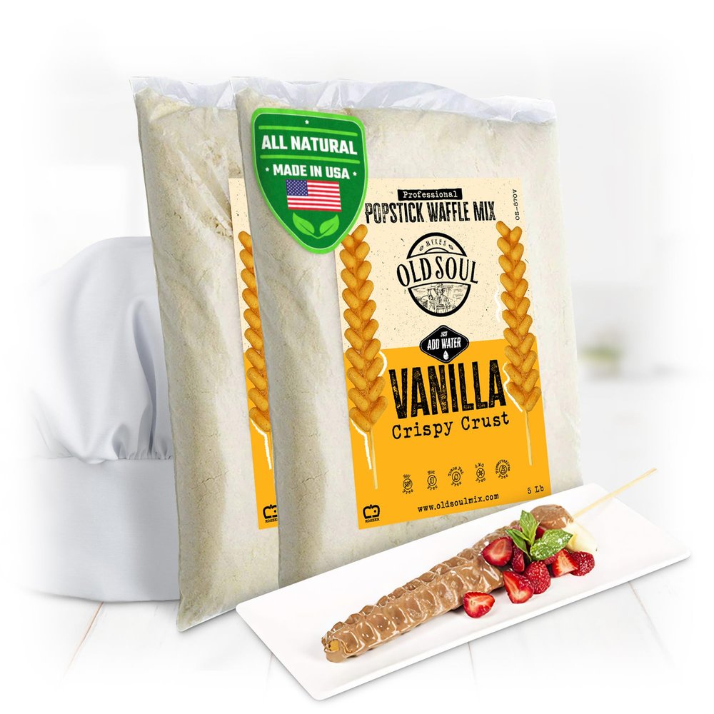 OldSoul Professional Popstick Waffle Mix | Stick Waffles Dough Mix | 10 Lbs | Vanilla Flavor | 224 Waffles (10 Lbs, Traditional)