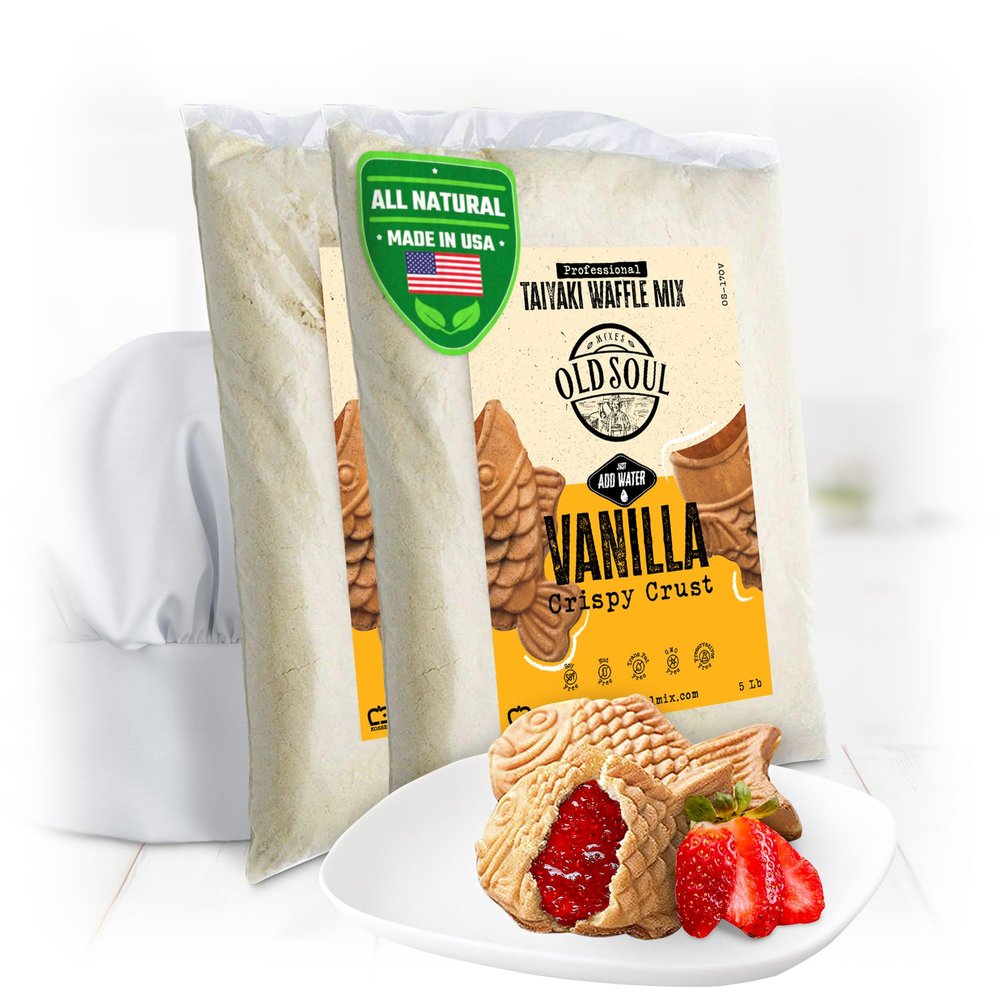 OldSoul Professional Taiyaki Waffle Mix | Crispy | Vanilla Flavor | 10 Lbs | 168 Waffles (10 Lbs, Traditional)