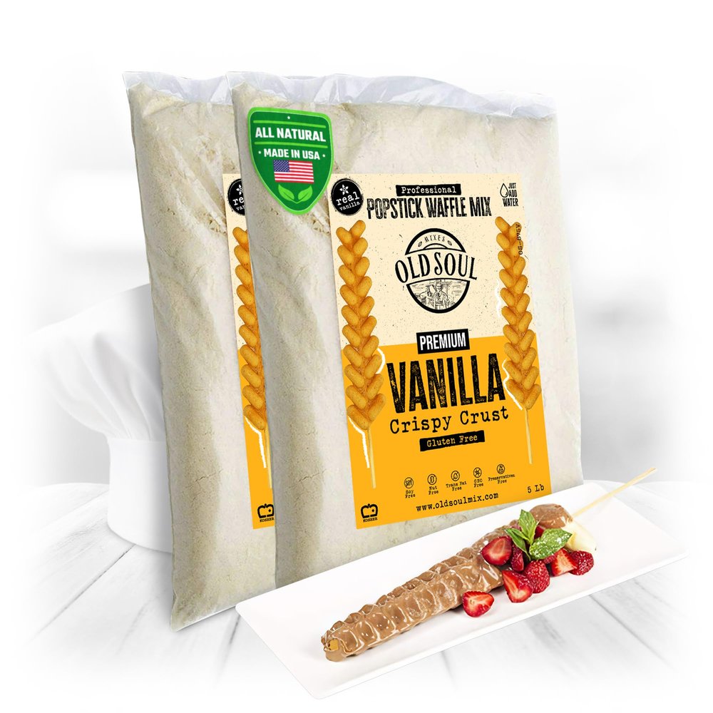 OldSoul Professional Popstick Waffle Mix | Stick Waffles Dough Mix | 10 Lbs | Vanilla Flavor | 224 Waffles (10 Lbs, Gluten Free)