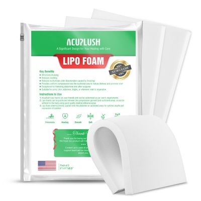 ACUPLUSH 3 Pack Lipo Foam Pads - Post Surgery Ab Board for Liposuction Recovery, Flattening Abdominal Compression Garments for Tummy Tuck Surgery (8 x 11 x 0.5)