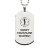 CHERLINKS Medical Alert Silver Dog Tag, Kidney Transplant Recipient Awareness, SOS Emergency Health Life Alert ID Engraved Stainless Steel Chain Necklace for Men Women view 1