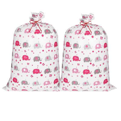 Snogisa 2 Pieces 56 Inch Baby Shower Bag Large Bags,Plastic Gift Bag Storage Bag,Baby Gift Bags for Baby Shower, Baby Boy Gift Bag, Baby Girl Gift Bag, Gender Reveal Gift Bag (baby girl)
