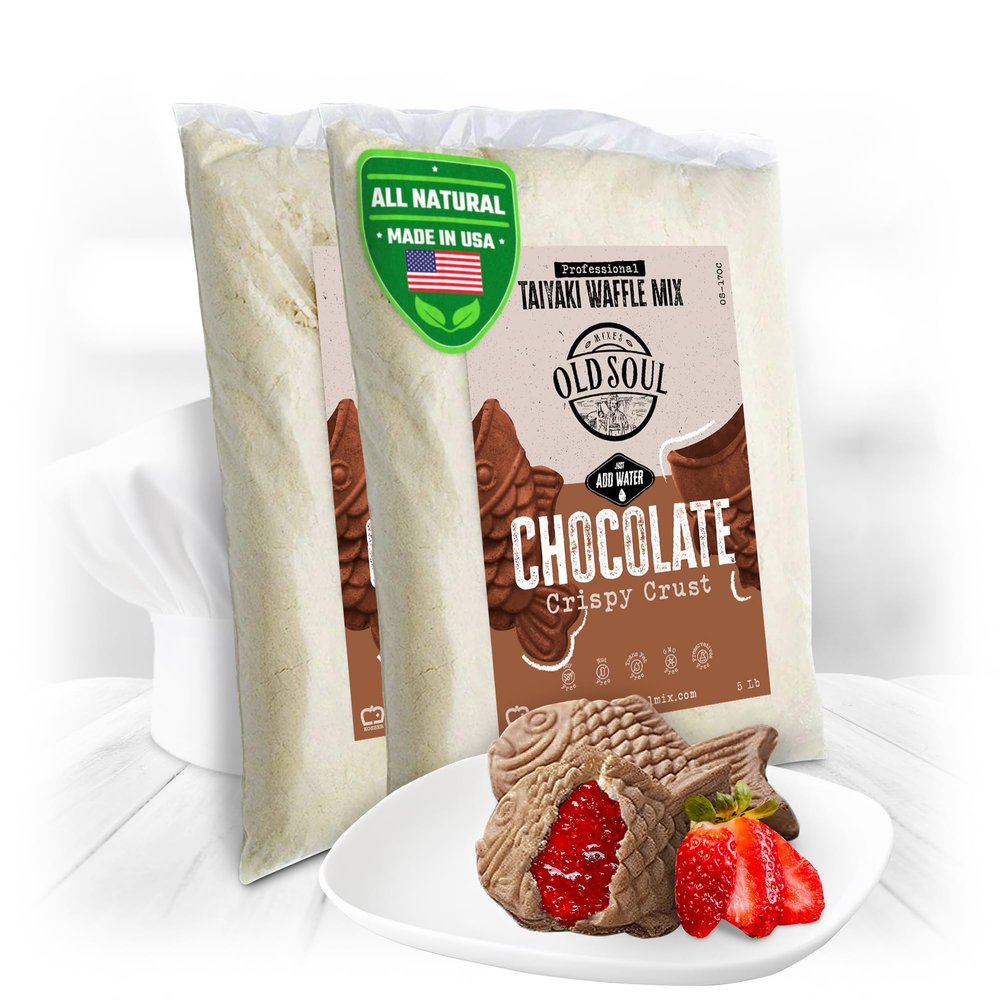 OldSoul Professional Taiyaki Waffle Mix | Crispy | Chocolate Flavor | 10 Lbs | 168 Waffles (10 Lbs, Traditional)