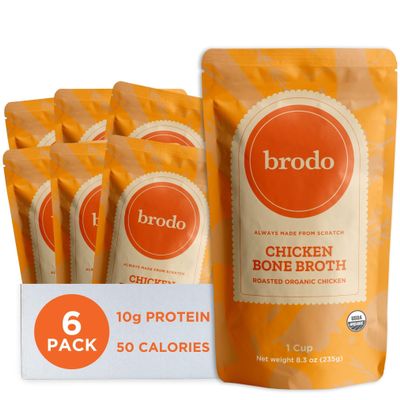 Brodo Organic Chicken Broth | Nutrient Dense, Chef Crafted Bone Broth in Single Serving Pouches | Not Made From Concentrate, No Preservatives (6x 8.3 oz Pouches)