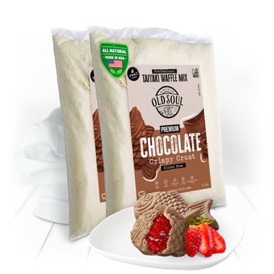 OldSoul Professional Taiyaki Waffle Mix | GLUTEN FREE | Crispy | Chocolate Flavor | 10 Lbs | 168 Waffles (10 Lbs, Gluten Free)