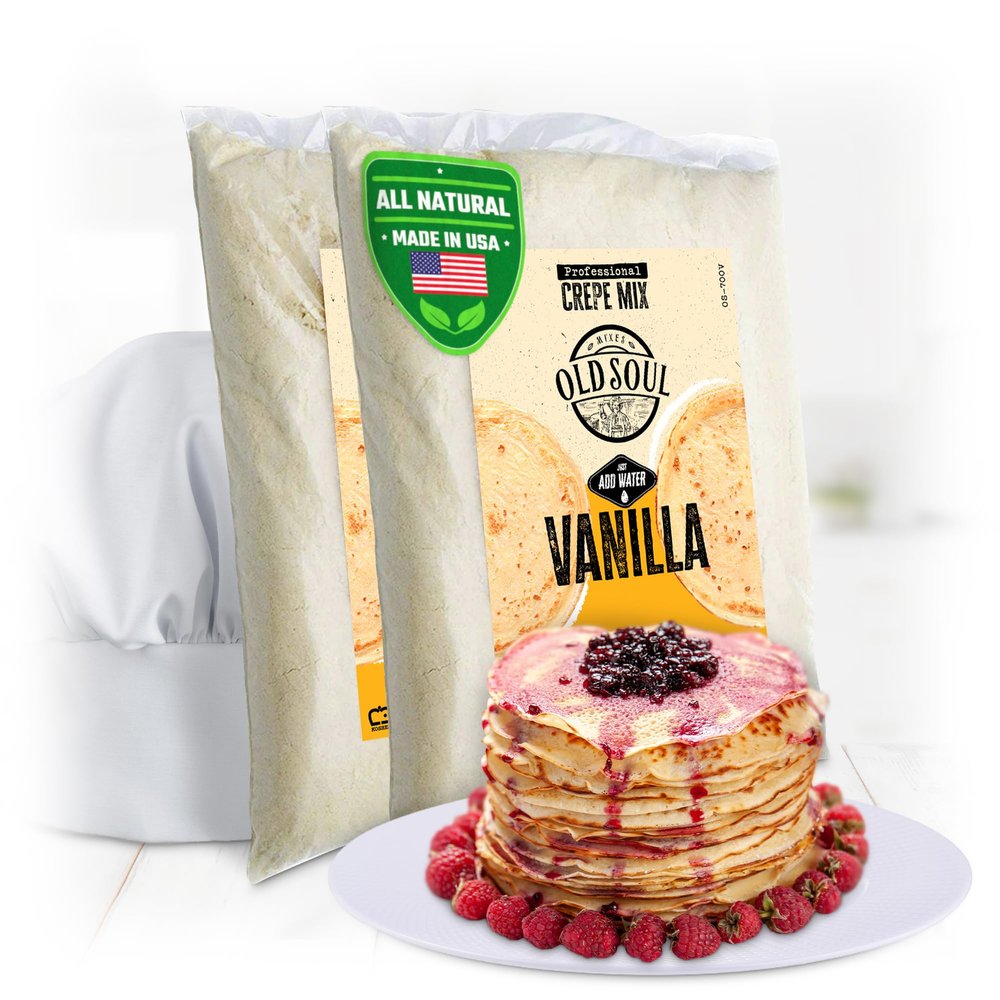 OldSoul Professional Crepe Mix | Dough Mix | Vanilla Flavour | 10 Lbs | 72 Crepes (10 Lbs, Traditional)
