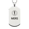 CHERLINKS Medical Alert Silver Dog Tag, MERS Awareness, SOS Emergency Health Life Alert ID Engraved Stainless Steel Chain Necklace For Men Women Kids view 1