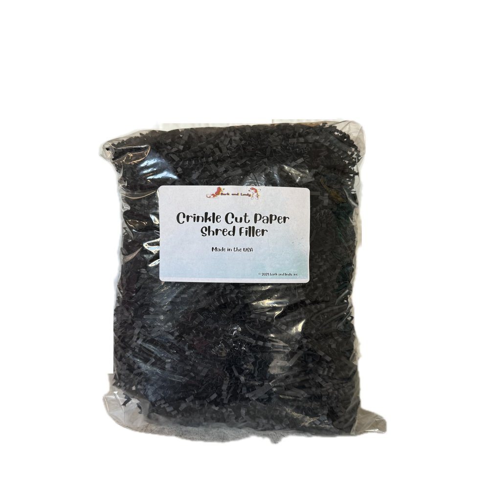 8oz Crinkle Cut Paper Shred Filler - Decorative Packaging and Gift Basket Filling (black)