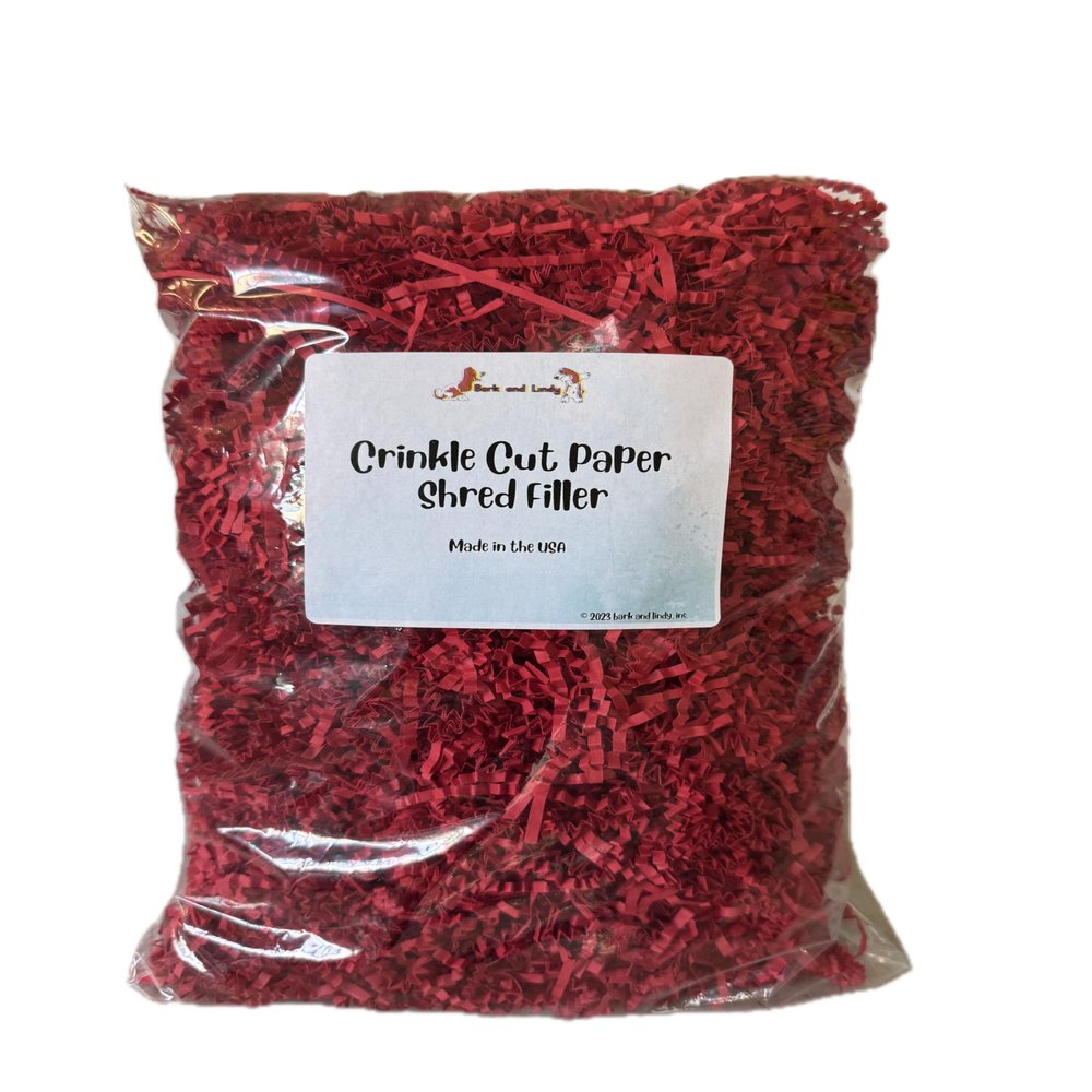8oz Crinkle Cut Paper Shred Filler - Decorative Packaging and Gift Basket Filling (red)