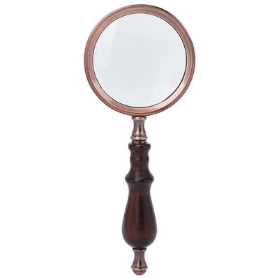10X Magnification Handheld Magnifier with Ebony Wood Handle and Metal Frame, Large Reading Glass for Books, Small Fonts, Jewelry, Elderly Use, Collectible Gift, Optical Glass Design